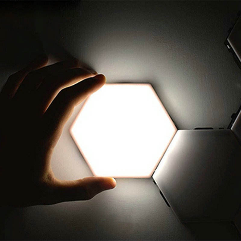 Colorful LED honeycomb quantum hexagon wall lamp with touch sensitive for bedroom living room stair loft
