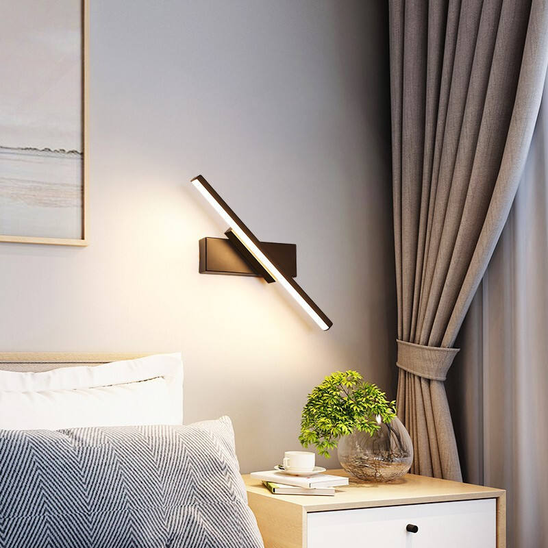 Modern LED Wall Lamps 330 Rotatable Bedroom Bedside 6W AC85V-265V Wall Sconce Black Lamp Aisle Indoor Decoration Lighting