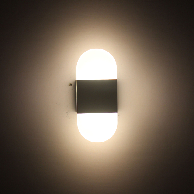 6W High quality lamp fancy Right/Round angle Black Acrylic wall lamp and indoor nightlight