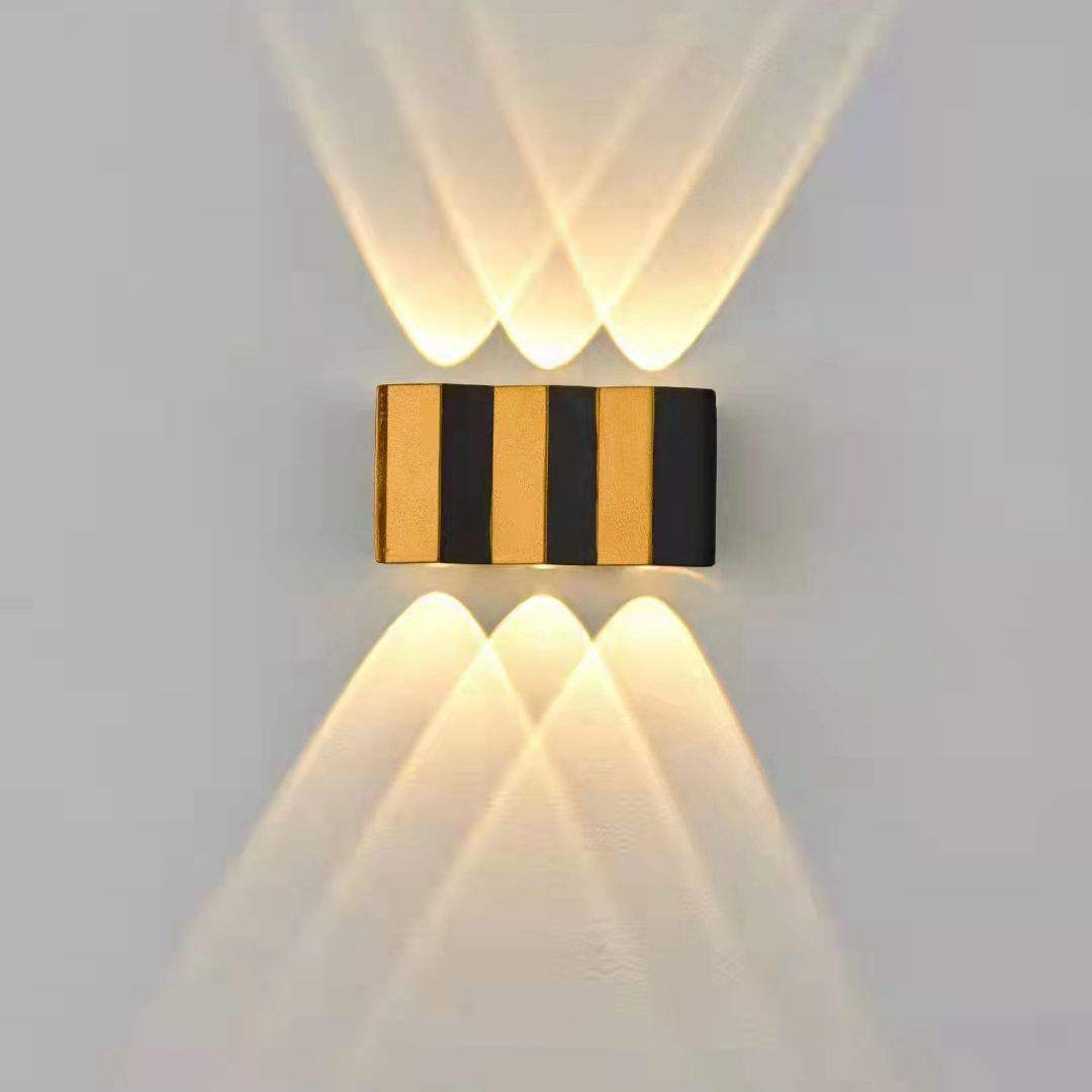 LED Wall Lamp Rectangle Gold Black Light Up And Down Luminous Body Lamp Lighting Style Modern Wall Light