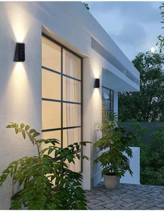 New trapezoidal solar wall lamp upper and lower wall light outdoor waterproof lamp for courtyard garden