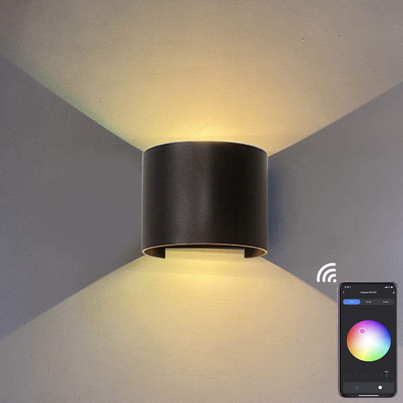 9W RGB TUYA APP control LED Wall sconce Waterproof IP65 Porch Garden up and down Wall Lamp Semicircular waterproof wall lamp