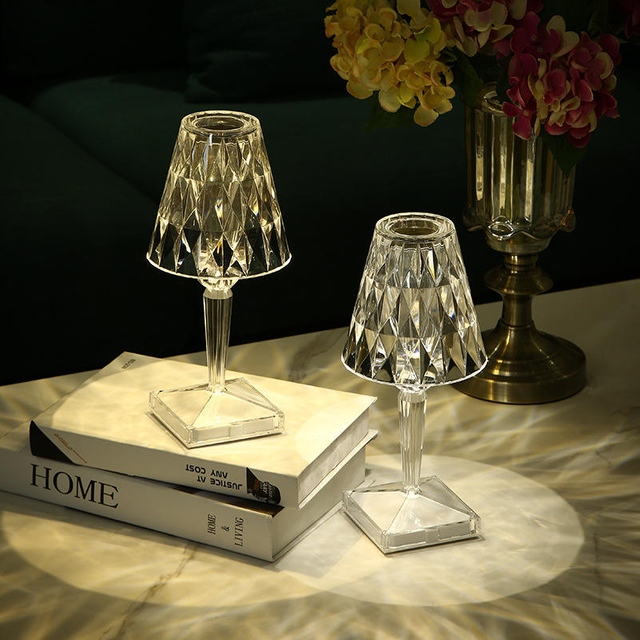 Table Lamp Modern Crystal LED Rose Lights Indoor Lighting for Bedside Table LED Touch Control Night Light LED Desk Lamp