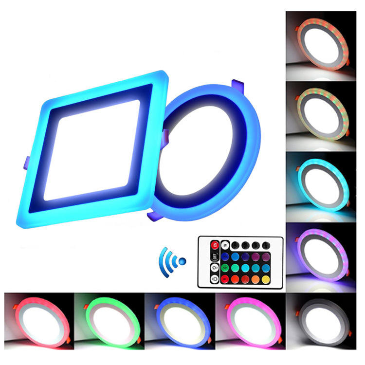 6W 9W 16W 24W led Ceiling Recessed panel Light Painel lamp home decoration round square Led Panel Downlight Blue+White
