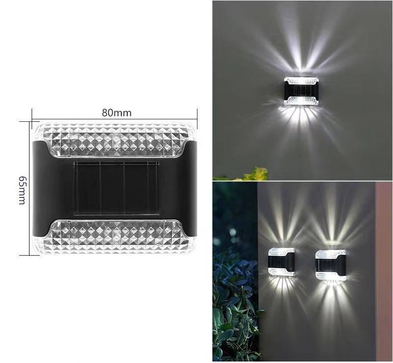 Transparent Up And Down Solar Wall Lamp Outdoor Waterproof Household Garden Terrace Balcony Atmosphere Decor Light