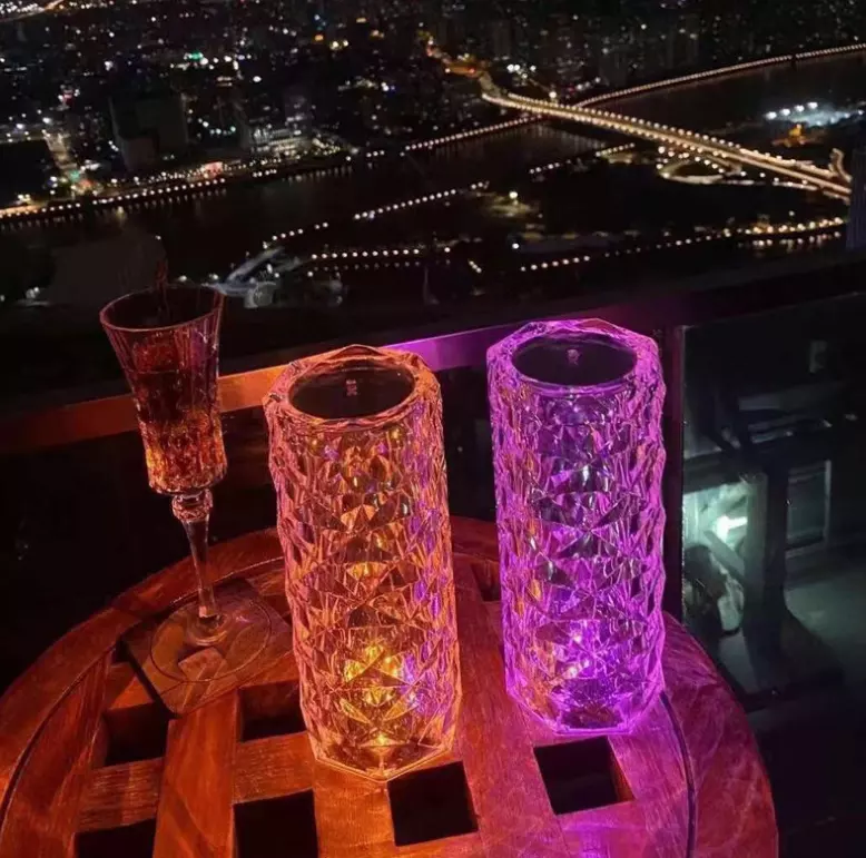 Crystal Led Lamp Romantic Rose Table Lamp Led Table Lamp RGB Color-changing Table Lamp Living Room Bedroom Table Lamp Girl Gift