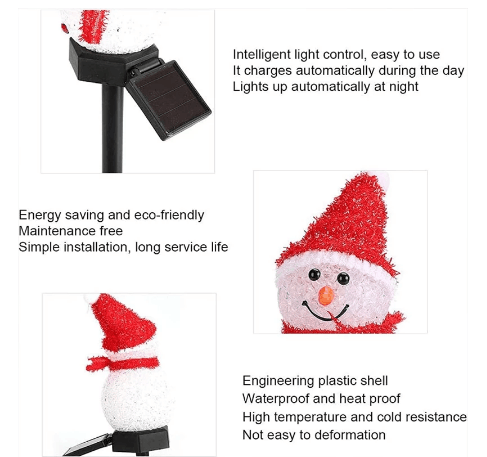 Christmas Solar LED Lights Snowman Garden Decoration Waterproof Light Outdoor Post Lamp Lawn Landscape Led Solar Lighting 2023
