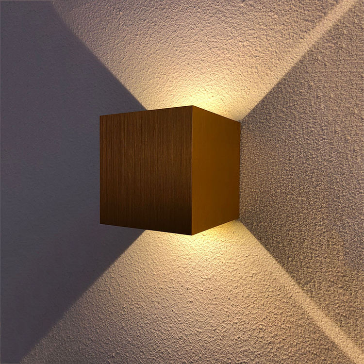 12W Brushed Outdoor Led Sconce Motion Sensor Wall Lamp Cube IP65 Wall Lamp