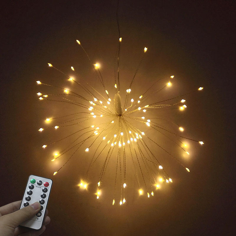 Outdoor fireworks copper wire LED string 100leds waterproof Christmas fairy light hanging decoration lights powered by battery