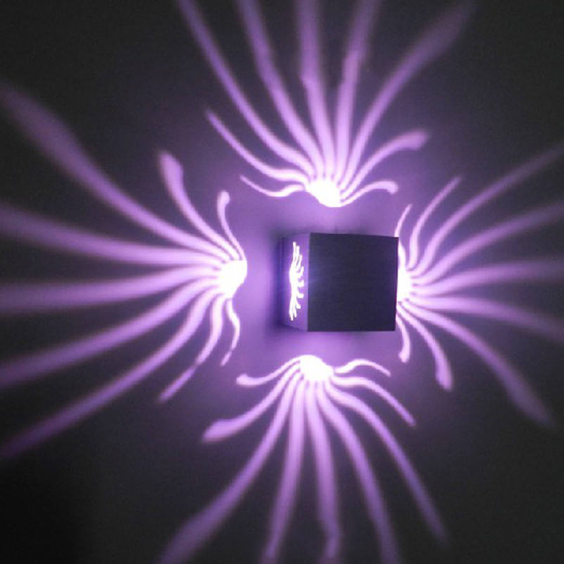 3W Aluminum Fancy RGB with Controller Wall Light for Art Gallery Decoration Front Balcony Led Wall Lamp 
