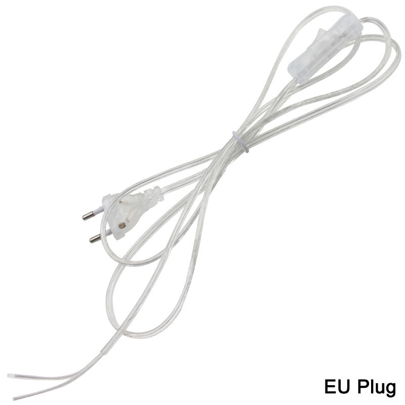 0.75mm 2 line Cable 1.8m On Off Power Cord For LED Lamp with Button switch EU/US Plug Light Switching Transparent Wire Extension