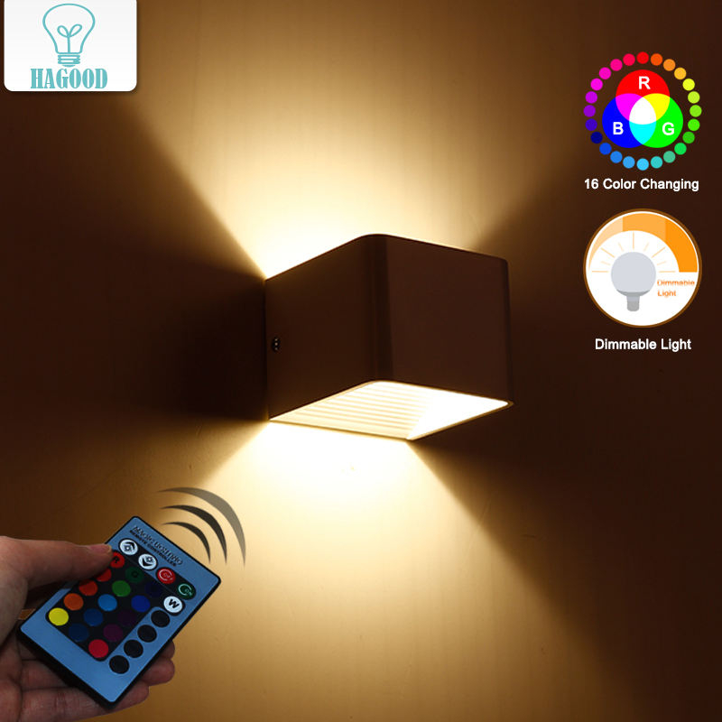 High quality 3W cube led wall lamp with rgb remote controller for indoor living room lighting