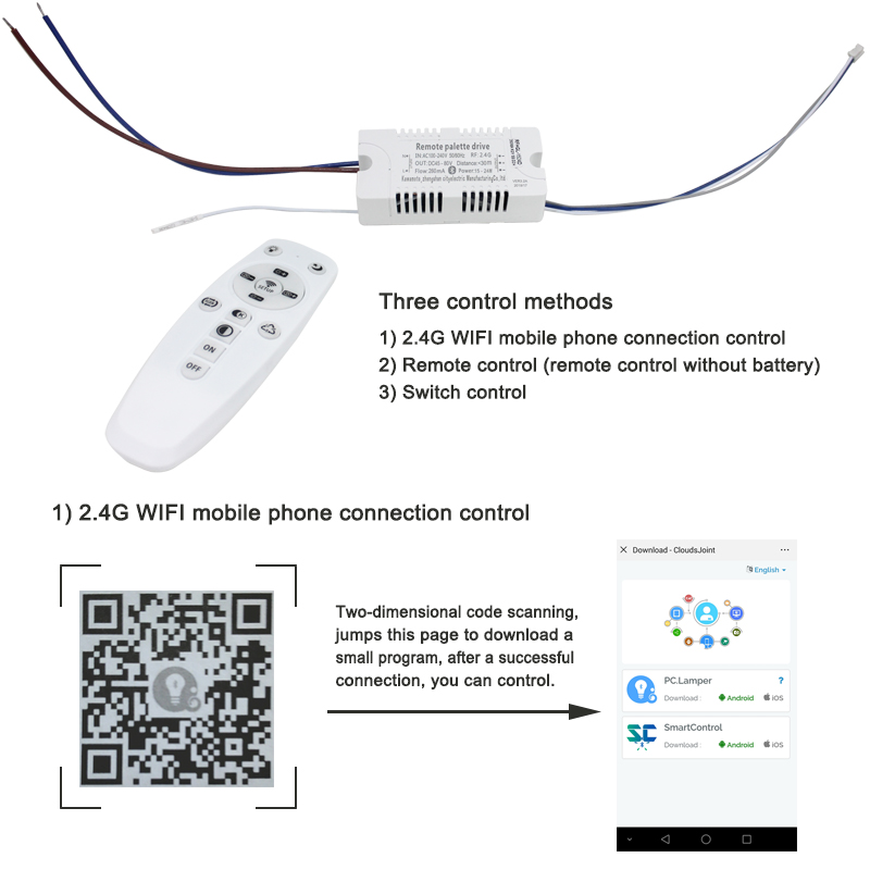 2.4G WIFI Safety Plastic Driver 15-24W Bluetooth Connection Lighting Power Transformer AC100-240VLED Ceiling Light Fixture
