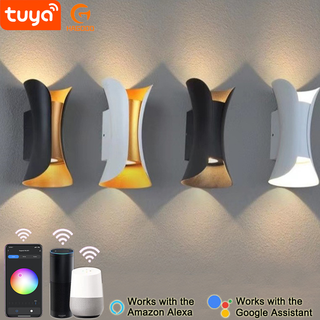 9W App Controlled Lighting Control Lights with Phone App TUYA App Controlled Led Light Intelligent Wall Lamp Waist Black Gold Wall Lamp Work with Alexa