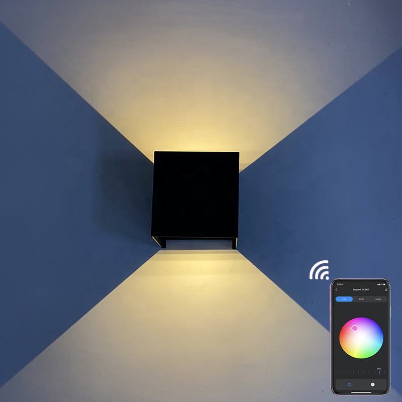Latest version Wifi Waterproof Wall Lamp RGBW Outdoor sconce Color Changing by smart app lamp Support by Amazon Alexa Google Assist