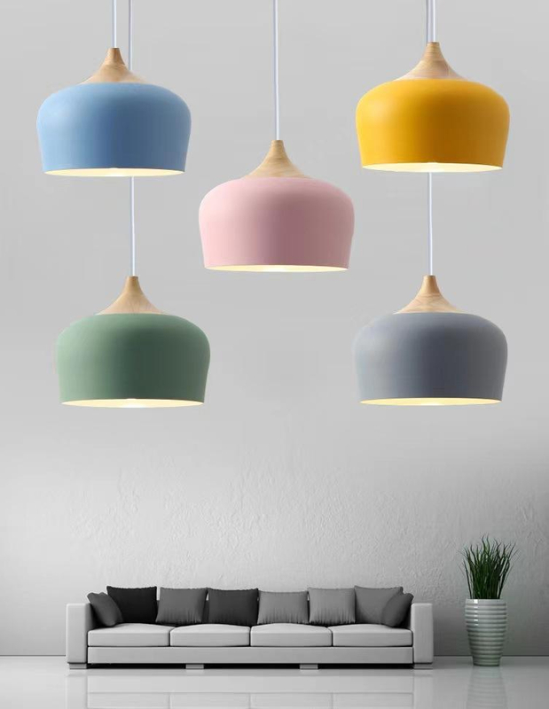 Nordic dining room chandelier drop ceiling lights creative led recessed ceiling lights bedroom study living room Macaron color bar lamp indoor chandelier lamp