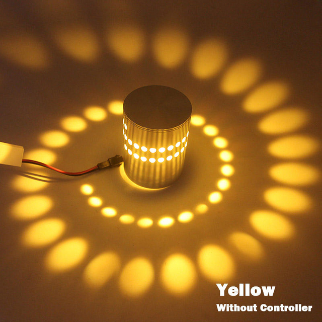 Wall Mounted Spiral Hole 3W RGB with Controller Led Wall Light Indoor for Hotel Room Decorative Wall Lamp