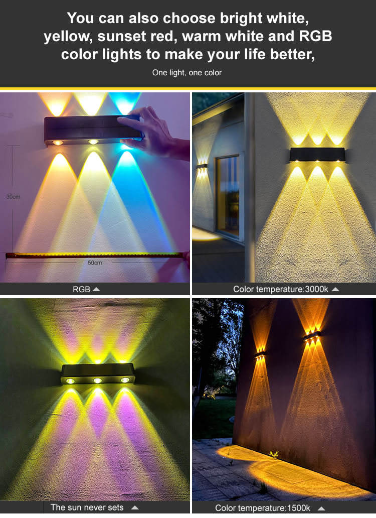New outdoor waterproof solar light home garden villa exterior wall spotlight super bright wall light decorative light wall washe