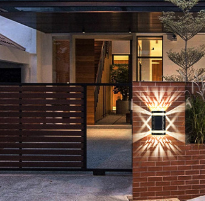 Outdoor IP65 Waterproof Wall Lamp Hollow Pattern Solar Wall Light Led Wall Lamp for Garden Decorative Factory Direct Sales