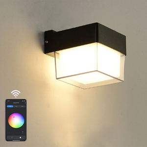 Outdoor Tuya Wifi LED Smart Wall Lamps 10W Cube RGB App Dimmable Sconce Waterproof Garden Alexa Google Home Acrylic Wall Light