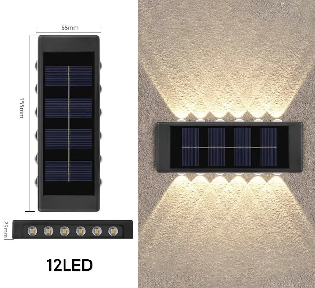  6LED up and down solar wall light outdoor decoration garden courtyard home wall light waterproof luminous outdoor goods