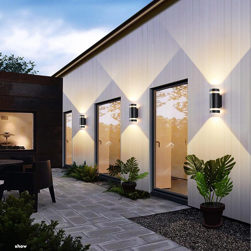 GU10 Outdoor Wall Light LED Light Control Induction Garden Wall Lamps Double Head Up And Down Lighting Courtyard Balcony Sconce