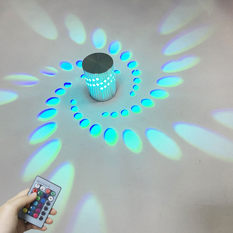 3W RGB Flower LED Wall Lamp Wall Mounted Remote Night Light Spiral Hole LED Beautiful Decorative Wall Lamp 