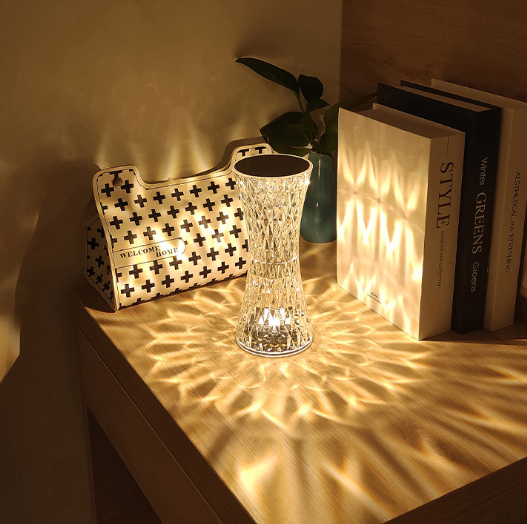 Rose Crystal Acrylic Rechargeable Night Light Table Lamp Tiktok Touch Control Color-changing Desk Lamp