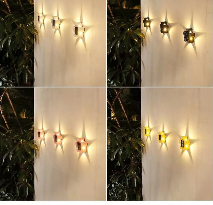 Solar Wall Lamp Outdoor Waterproof Household Garden Terrace Balcony, Atmosphere Decoration Plum Blossom Night Light