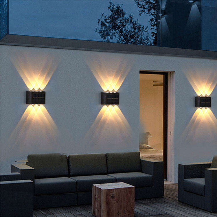 4LED 6LED up and down solar wall light outdoor decoration garden courtyard home wall light waterproof luminous outdoor goods