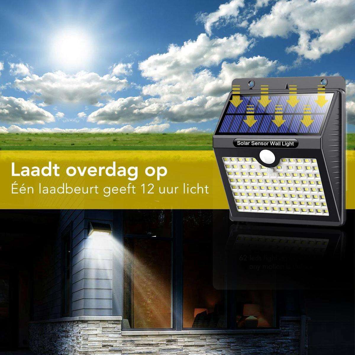 Solar Outdoor Lamp with Motion Sensor - 97 LEDs - White Light - Solar Garden Lighting - IP65 Waterproof - For Garden / Wall Lamp