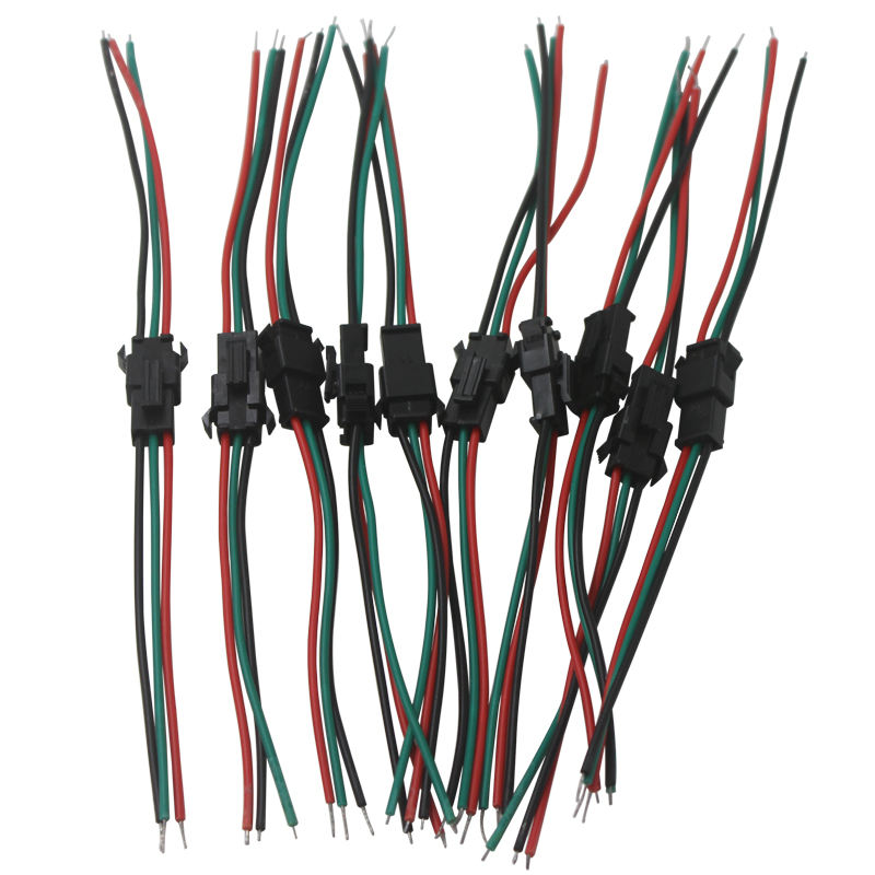 JST SM 3 Pins/head Male to Female Plug/Wire Quick Connector for WS2812B RGB LED Strip