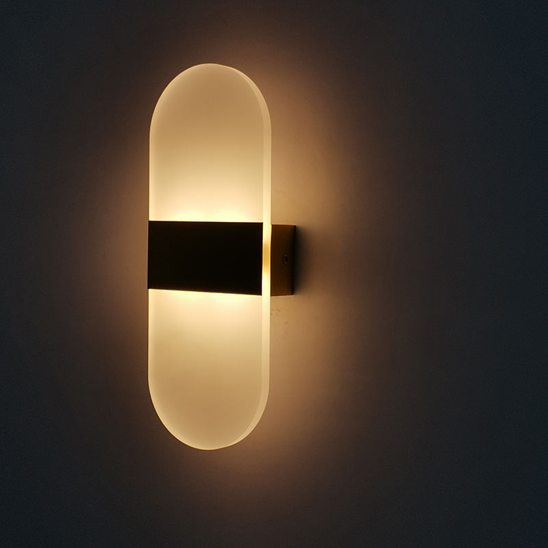 6W Round angle Black Acrylic wall lamp bedroom staircase lamp background wall lamp for LED wall light hotel decoration