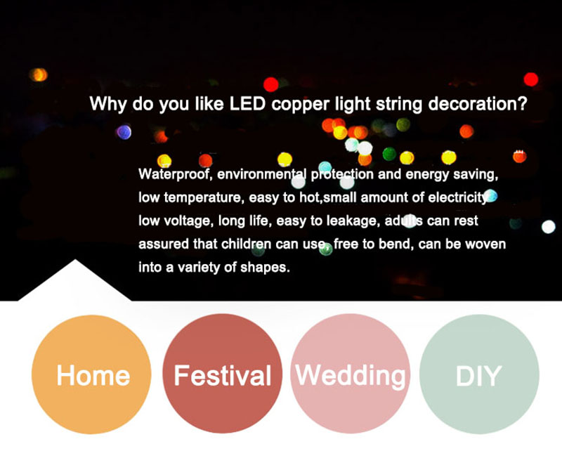 Outdoor fireworks copper wire LED string 100leds waterproof Christmas fairy light hanging decoration lights powered by battery