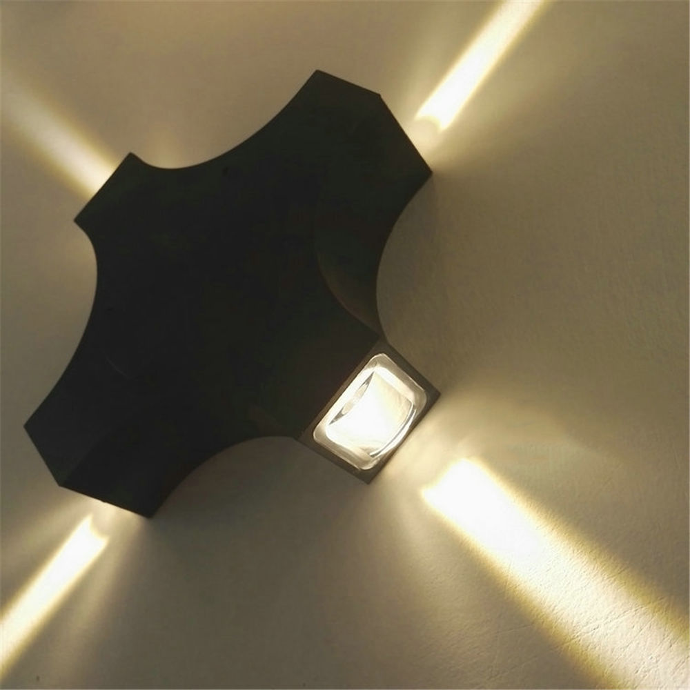 Newest Black 12W cross star led wall lamp waterproof for outdoor garden