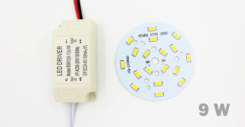 3W 5W 7W 9W 12W 15W 18W 24W SMD5730 Light-emitting diode chip+plastic shell LED driver power supply for LED ceiling light