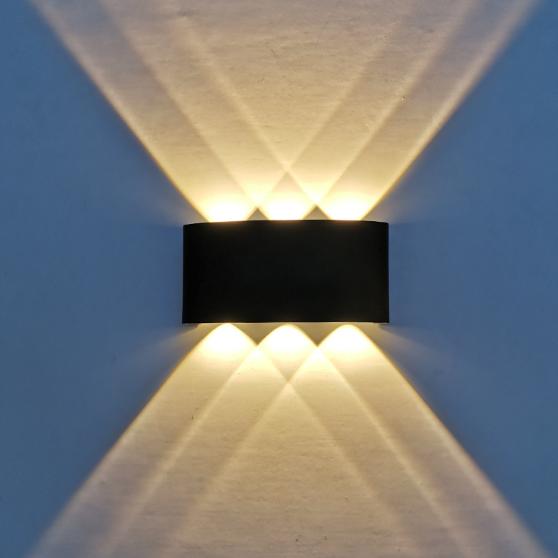 6W Arc-shaped Outdoor Waterproof Up And Down LED Wall Lamp Aluminum Modern Wall Sconce Lighting Wall Light