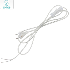 0.75mm 2 line Cable 1.8m On Off Power Cord For LED Lamp with Button switch EU/US Plug Light Switching Transparent
