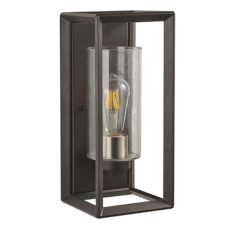 Hot sell outdoor Wall Light Fixtures black and gold finish seeded glass wall sconce wall mount for porch garden light