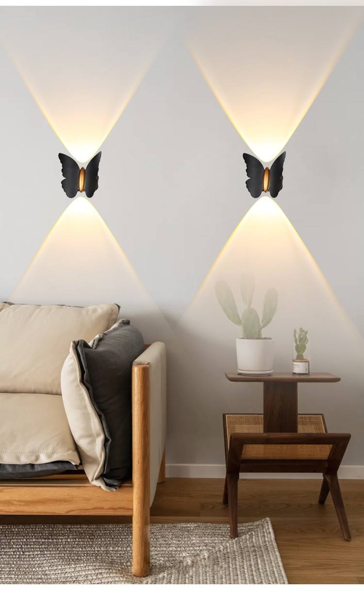 6W LED Wall Light Butterfly Shaped Outdoor Wall Lamp IP65 Waterproof Wall Light for Garden Decoration Aisle Bracket Light