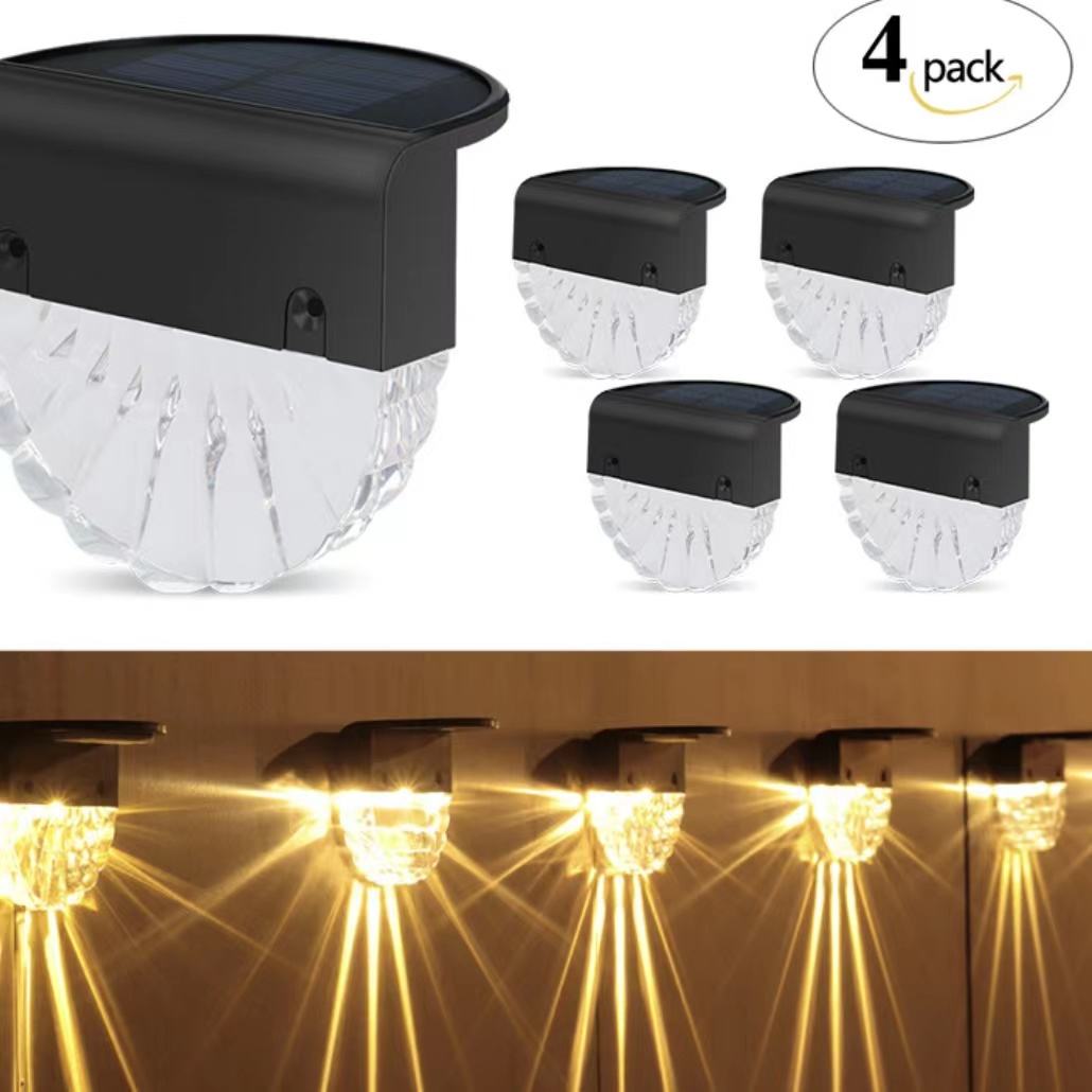 Warm White+RGB LED Solar Lamp Path Stair Outdoor Garden Lights Solar Power Balcony Light Decoration for Patio Stair Fence goods