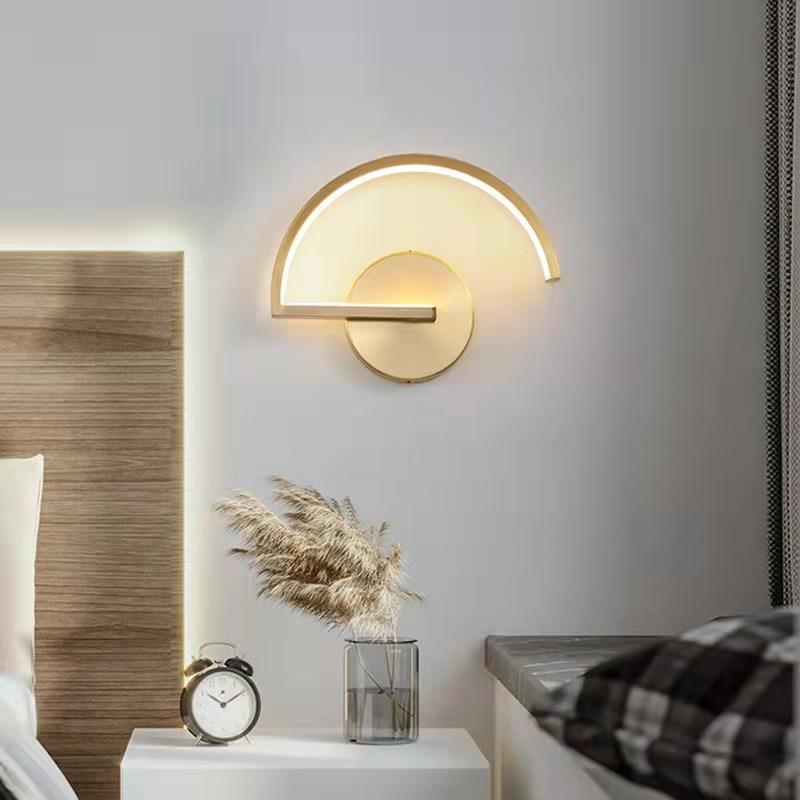 Modern Minimalist Copper Wall Lamp American Aisle Corridor Bedroom Bedside Study Lamp Nordic Creative LED Mirror Light Furniture