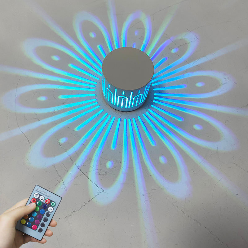 Mounted LED Wall Light RGB Effect Lamp Sunflower Projection Rays AC85-265V Remote Control Corridor Wall Lamp 1W/ 3W