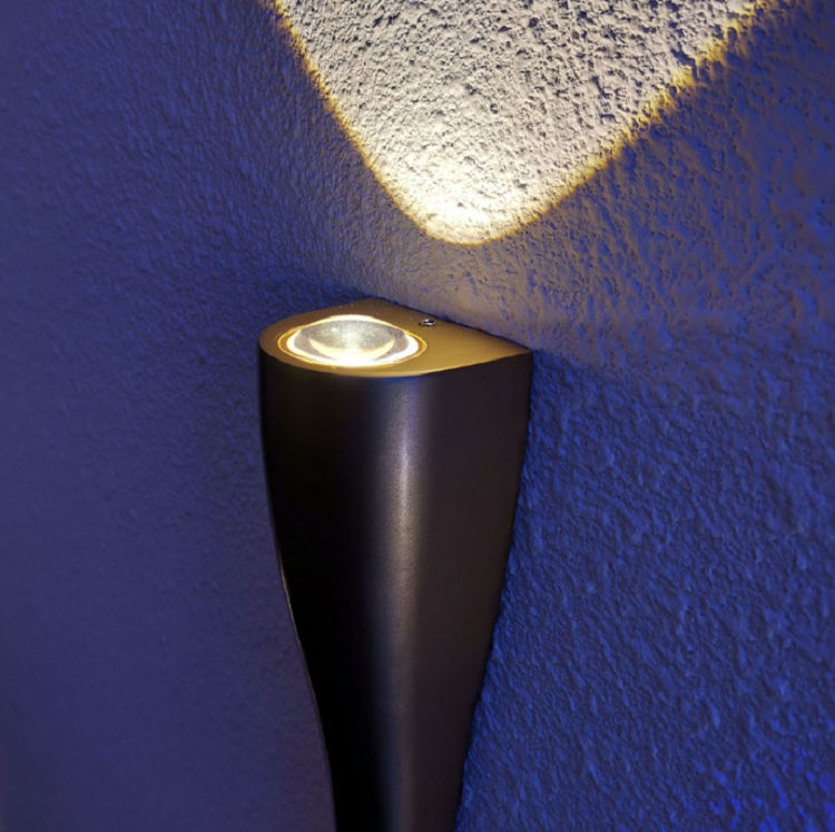 6W Garden Wall Lamp Modern Courtyard Villa Up And Down Double Head Lamp Wall Lamp Outdoor Garden Gold Black Trumpet Outdoor Waterproof Led Wall Light