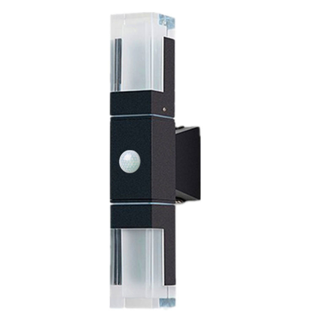 Moden waterproof outdoor wall lamp PIR motion sensor wall light Garden porch frontdoor black aluminum lamp body