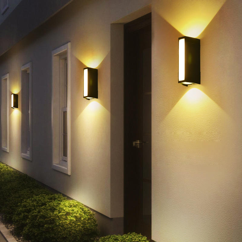 Moden Waterproof Outdoor Wall Lamp PIR Motion Sensor Wall Light Garden Porch Frontdoor Black Aluminum Long Strip
