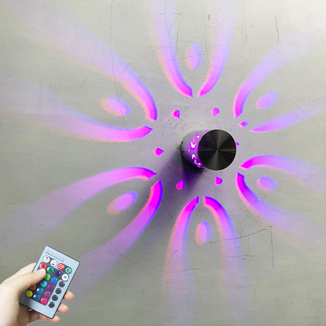 New RGB led lamp with controller beautiful high quality cheap price night light Spiral hole RGB LED Wall Lamp Light