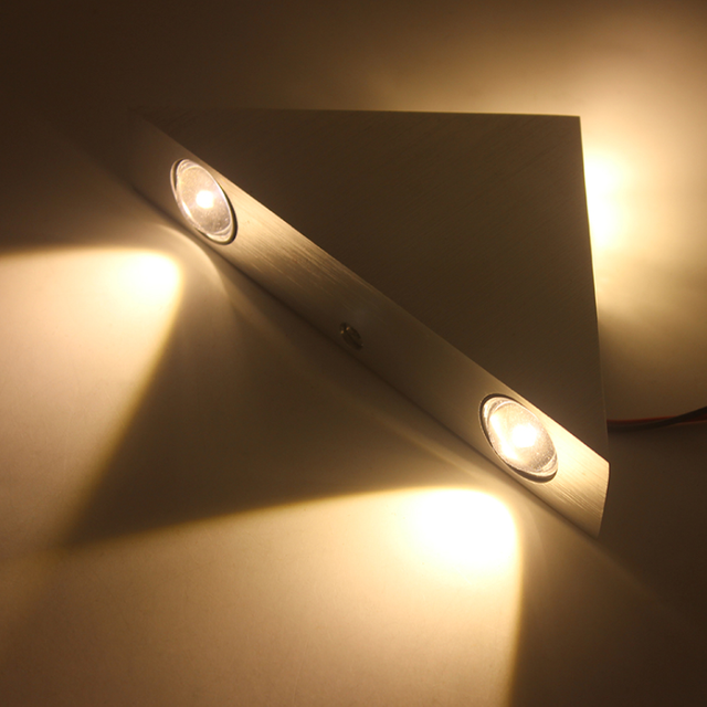 Triangle 3W sliver led wall lamp for indoor lighting AC85-265V Lighting Fixture Aluminum No Flicker Remote Control Wall Sconces