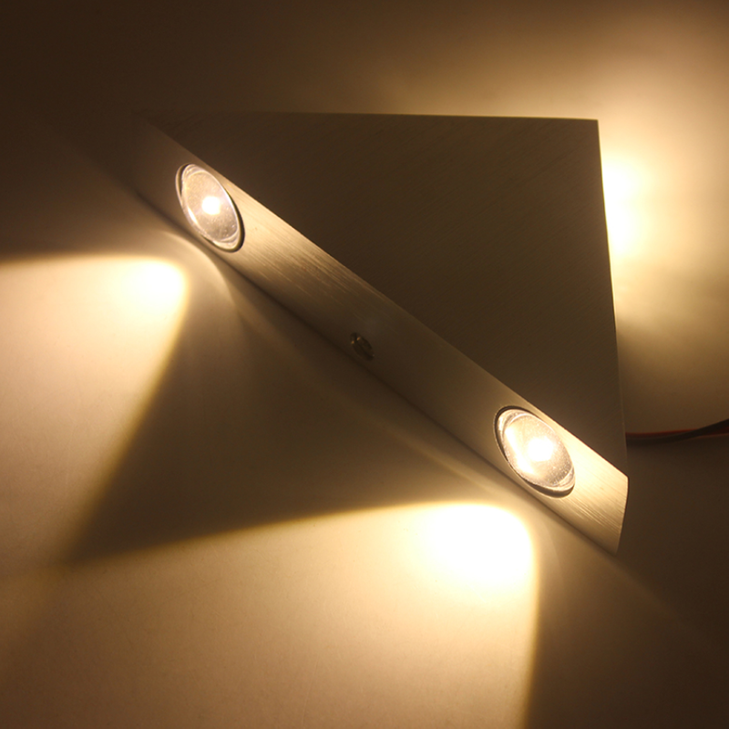Triangle 3W sliver led wall lamp for indoor lighting AC85-265V Lighting Fixture Aluminum No Flicker Remote Control Wall Sconces