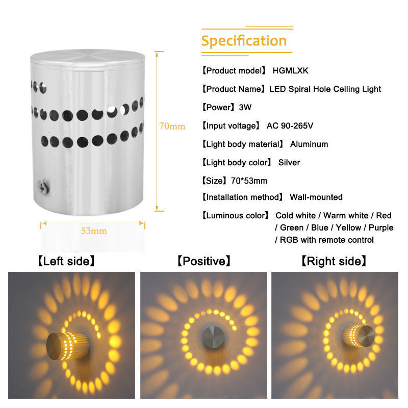 Top Selling 3W AC85~265V Aluminum Wall Mounted Indoor Decoration Lamp RGB LED Night Light with Controller LED Wall Lamp Modern